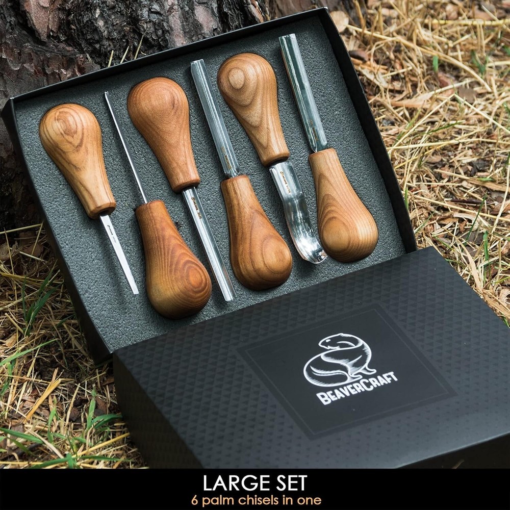 Complete Wood Carving Kit: Palm Gouges, Chisels & V-tools for Masterpieces=