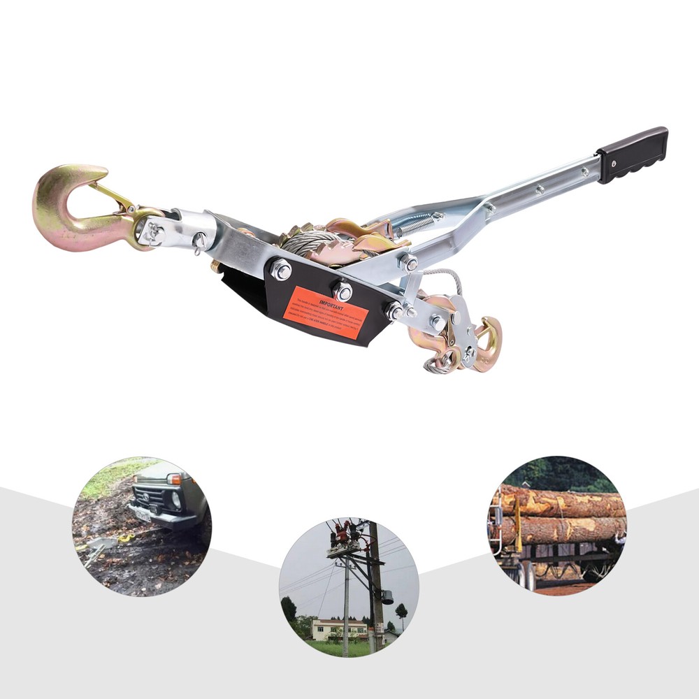 5 Ton Hand Puller Heavy Duty Winch Pull Hoist Come Along Cable 3 Hooks 2 Gear