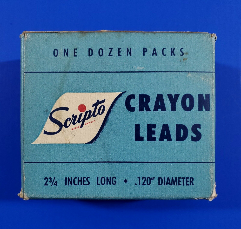 Vintage Scripto Mechanical Pencil Crayon Leads Advertising 12 Boxes YELLOW