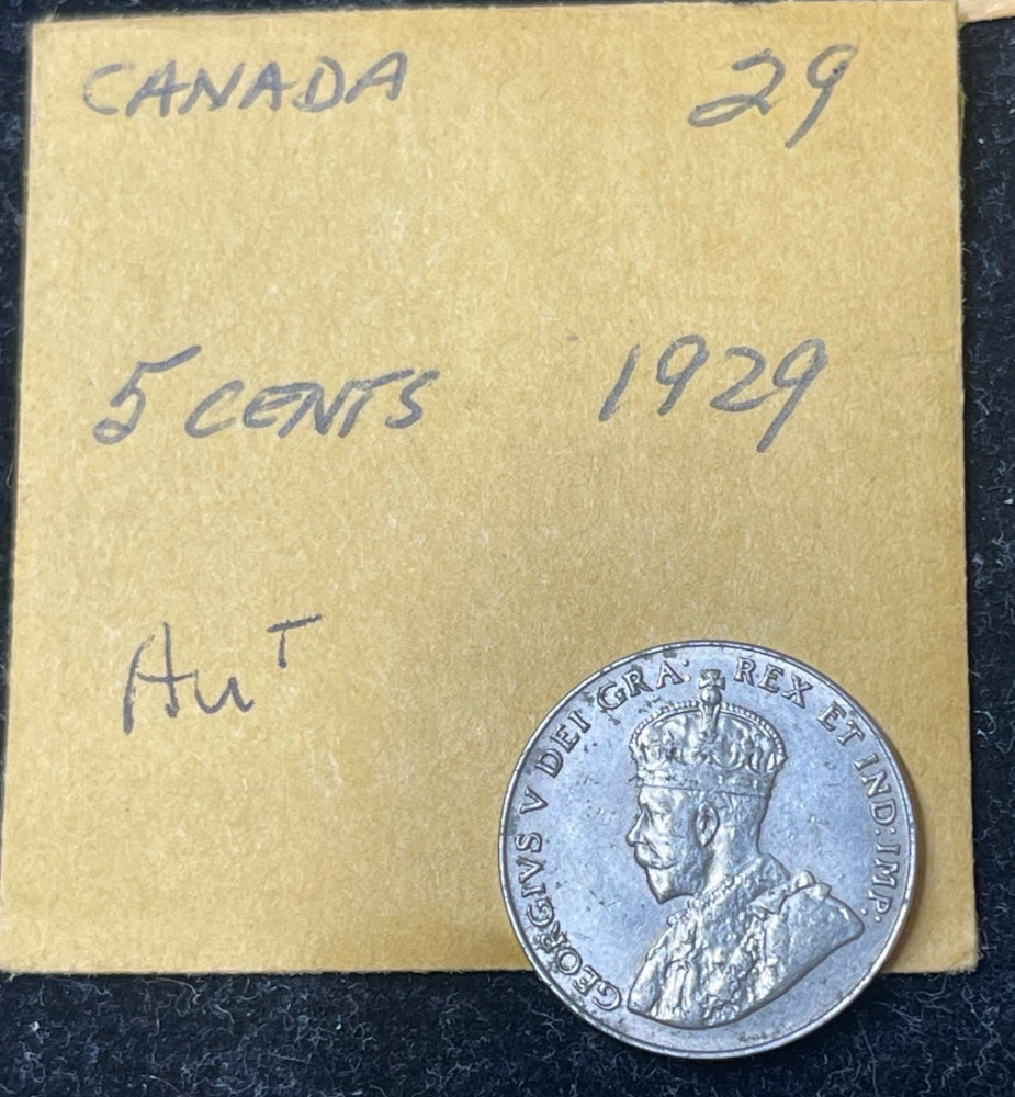 1929 Canada 5 Cents Coin Excellent Condition