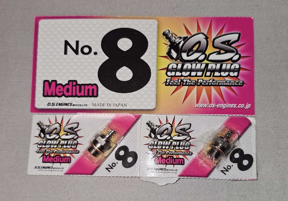 O.S. No. 8 Glow Plug Medium 2-Pack New (Made in Japan)