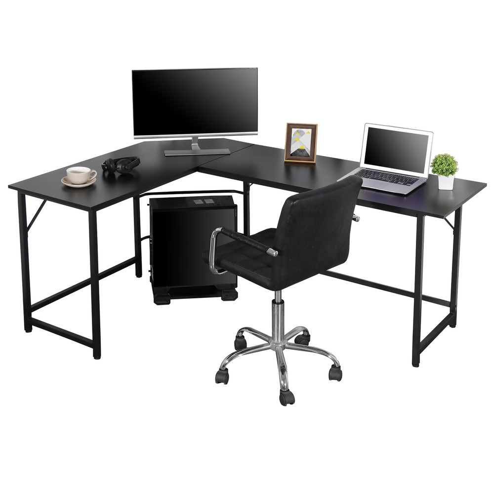 66" L-Shaped Computer Desk Large Workstation Home Office PC Stand Modern