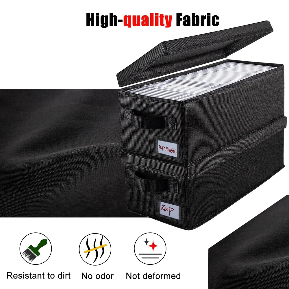 CD Storage Case, 6P CD Storage Boxes with Lids,Collapsible CD Organizer Holds...
