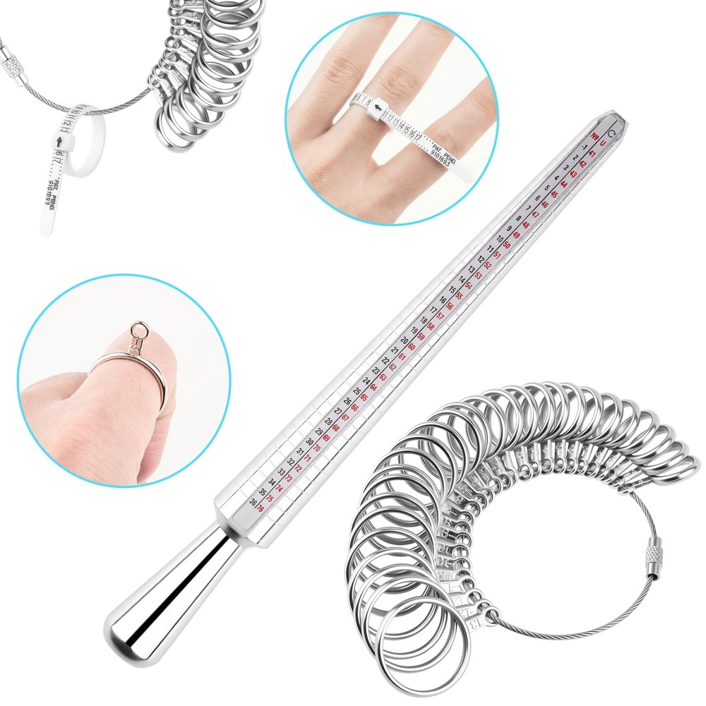 UUBAAR Ring Sizer and Measuring Tool, 5-in-1 Pro Sizing Kit: silver