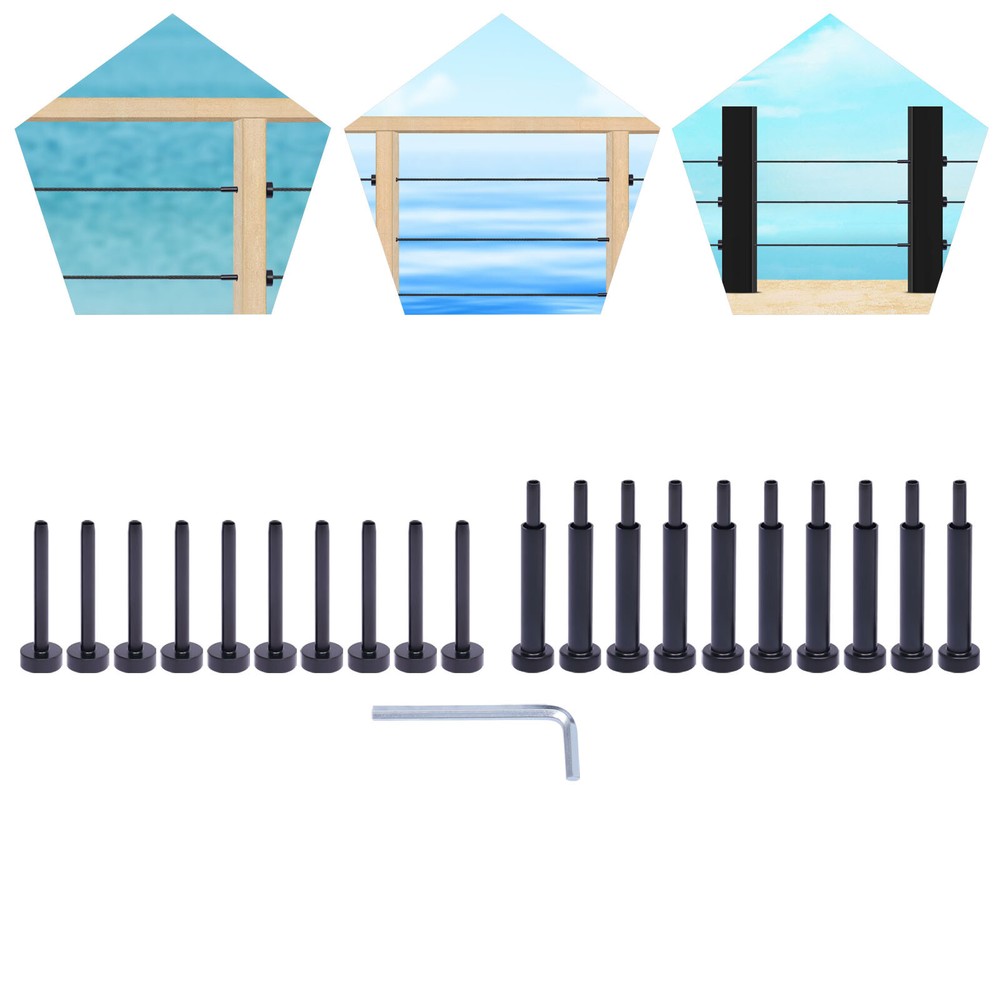 10 Pack Cable Railing Hardware Kit Stainless Steel for 1/8 Cable Railing System