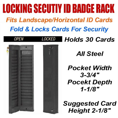 30 Pocket, Locking Security ID Badge Card Rack, Model CUSTOM-30, BLACK