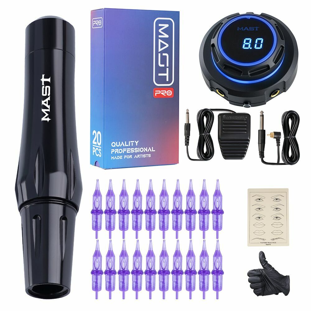 Mast RCA Pmu Permanent Makeup Tattoo Machine Pen OLED Power Supply Needles Kit
