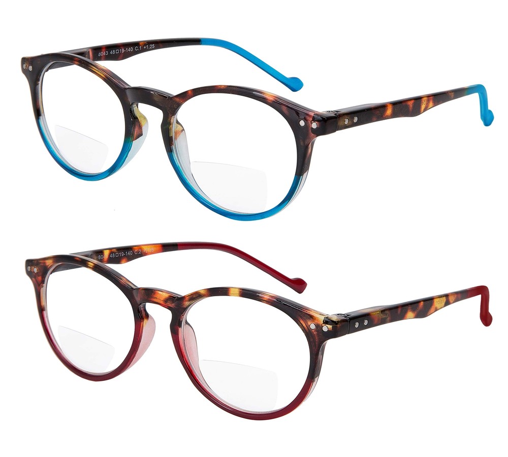 Yogo Vision Bifocal Reading Glasses 2 Pack Plastic Keyhole Spring Hinge Frames