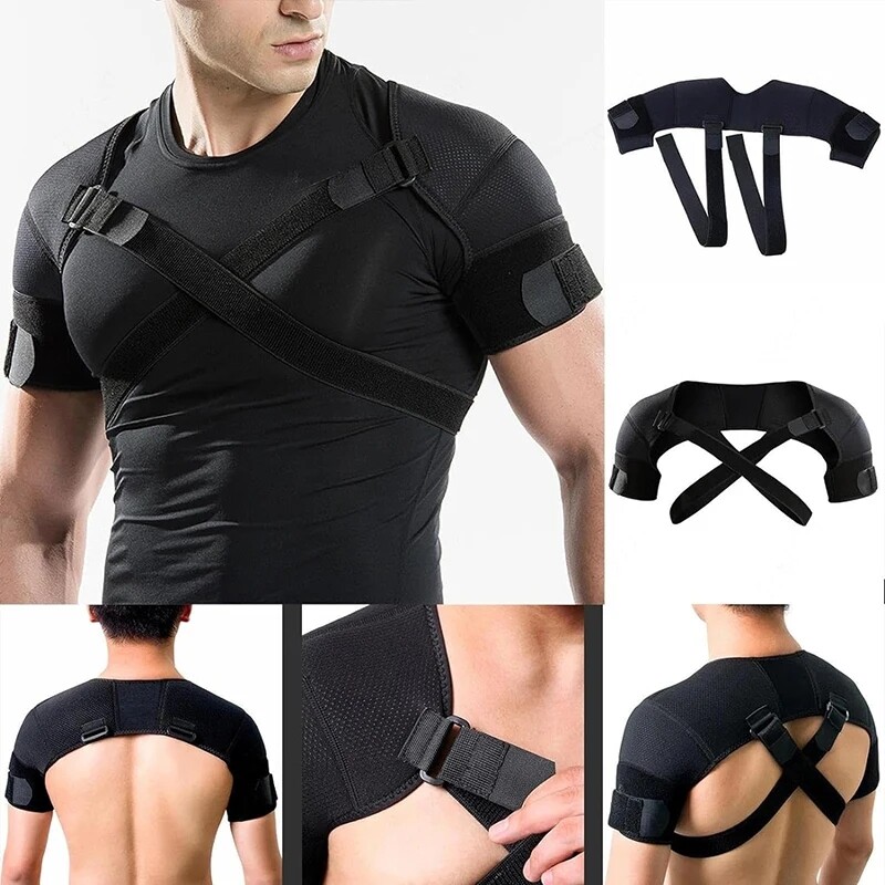 Compression Double Shoulder Brace Torn Rotator Cuff Pain Relief Support Straps