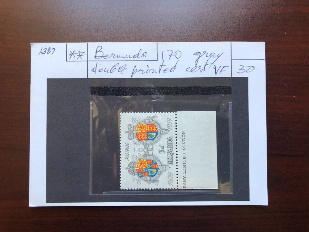 Error- Gary Double Printed, Bermuda 1959 SC #170, SG #158 MNH w/ Certification