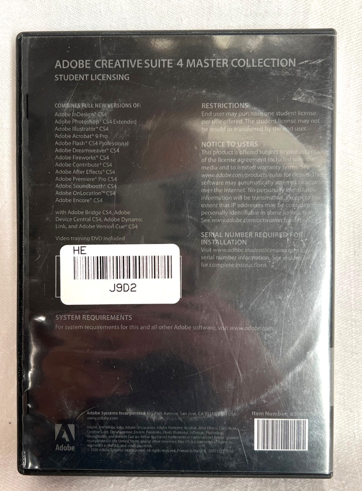 Adobe Creative Suite Master Collection CS4 Mac OS Student Licensing