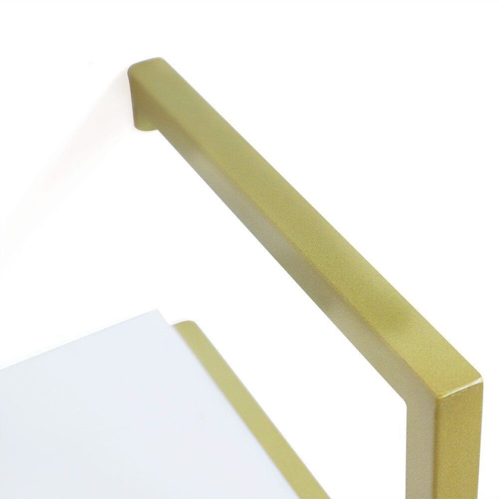 Wall-Mounted Storage Rack with Gold Frame for Elegant Organization