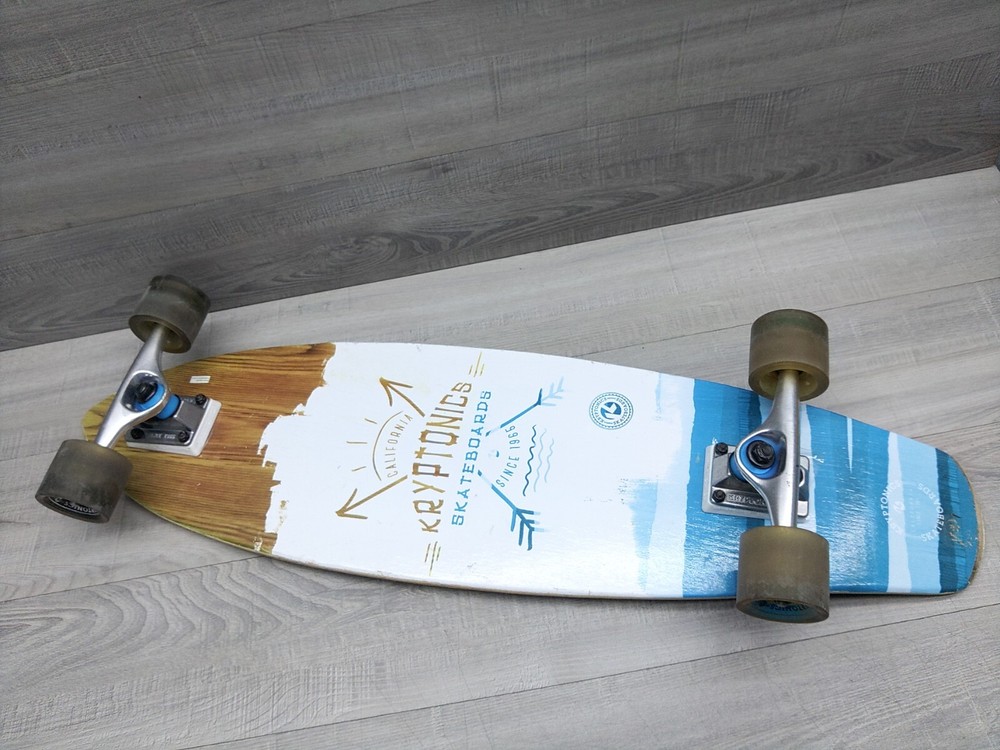 Vintage 32" Graphic Mini Longboard, White Combo Skateboard.