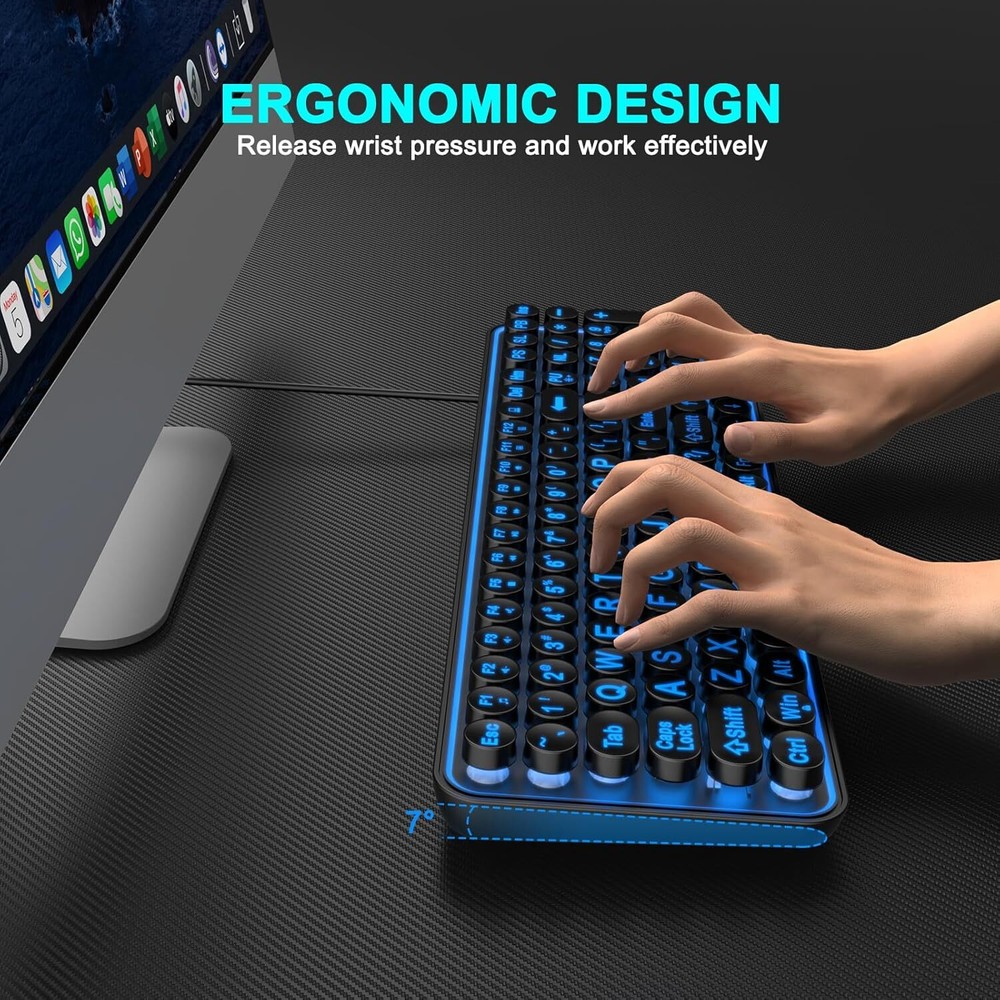 Large Print Backlit Keyboard, Wired USB Lighted Computer Keyboards with 7-Color