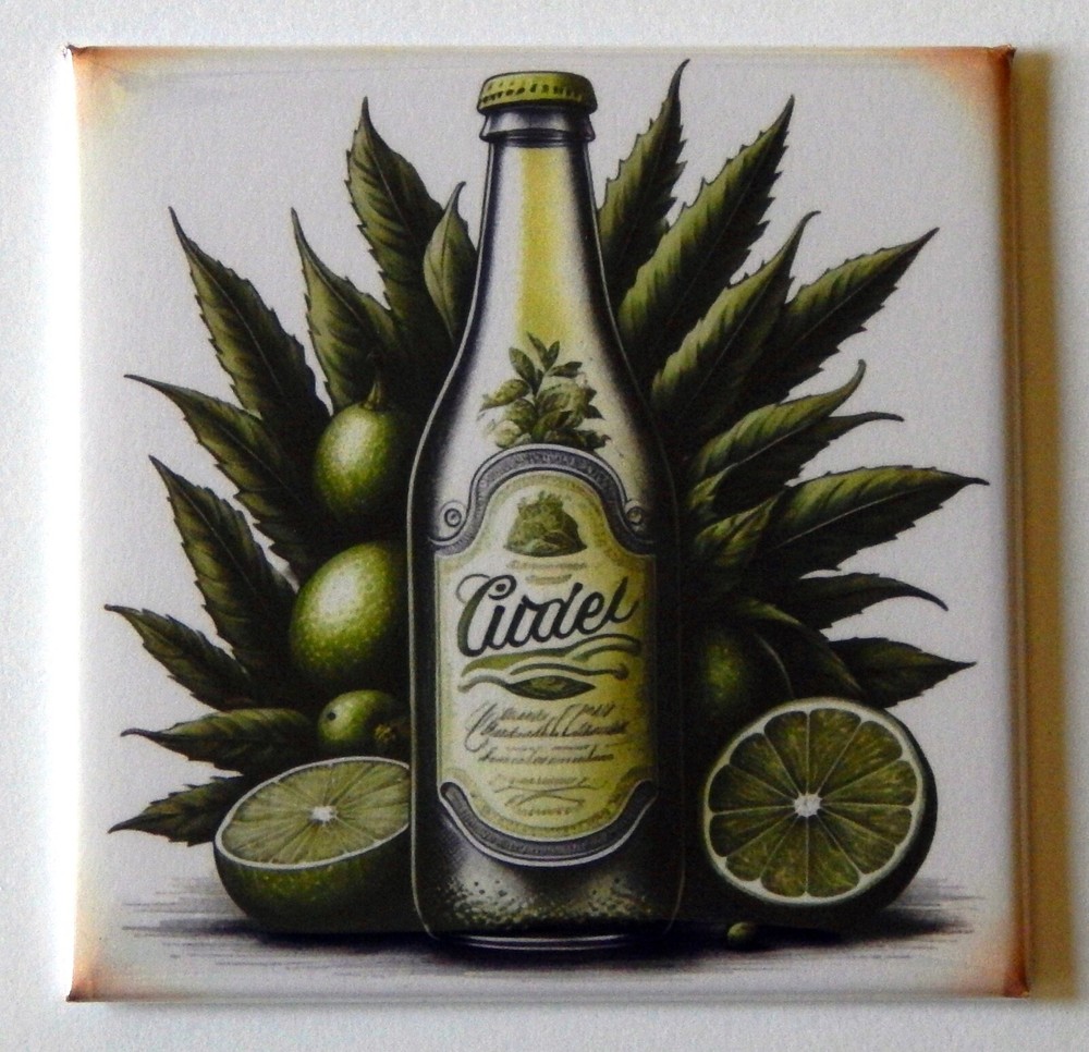 Lime Soda Bottle FRIDGE MAGNET "style B"