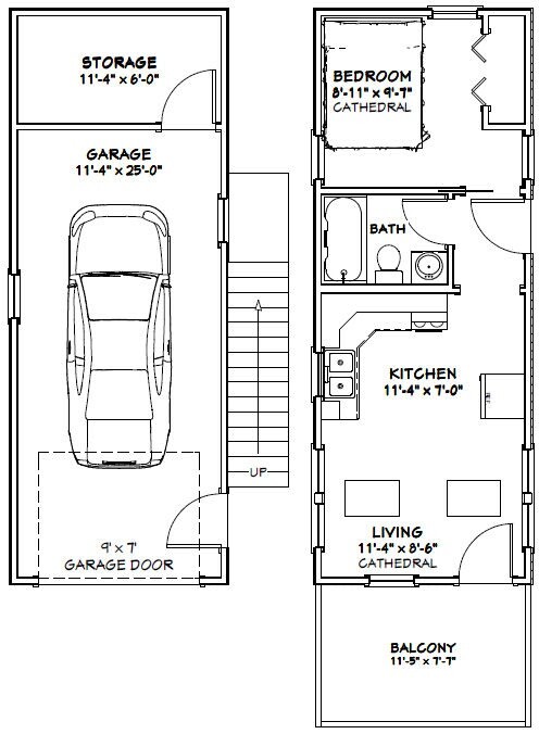 12x32 House -- 461 sq ft -- PDF Floor Plan -- Model 9A
