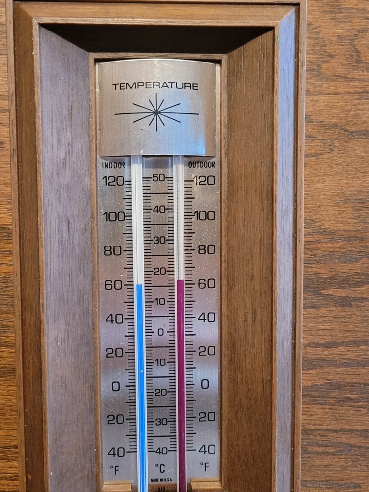 Working Vintage Mid Century Barometer Temperature wind chill Factor calculator