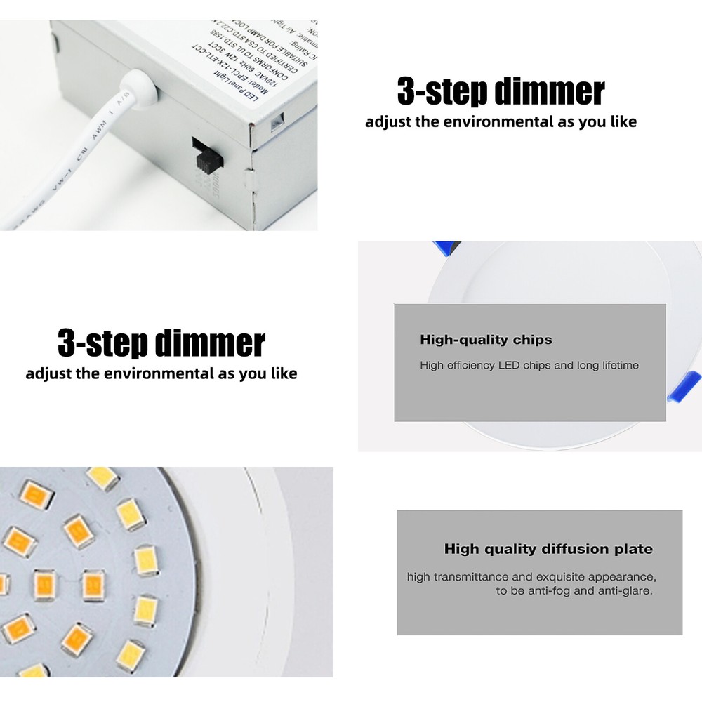 6 Inch 3CCT LED Recessed Ceiling Light with Junction Box, 1050LM High Brightness