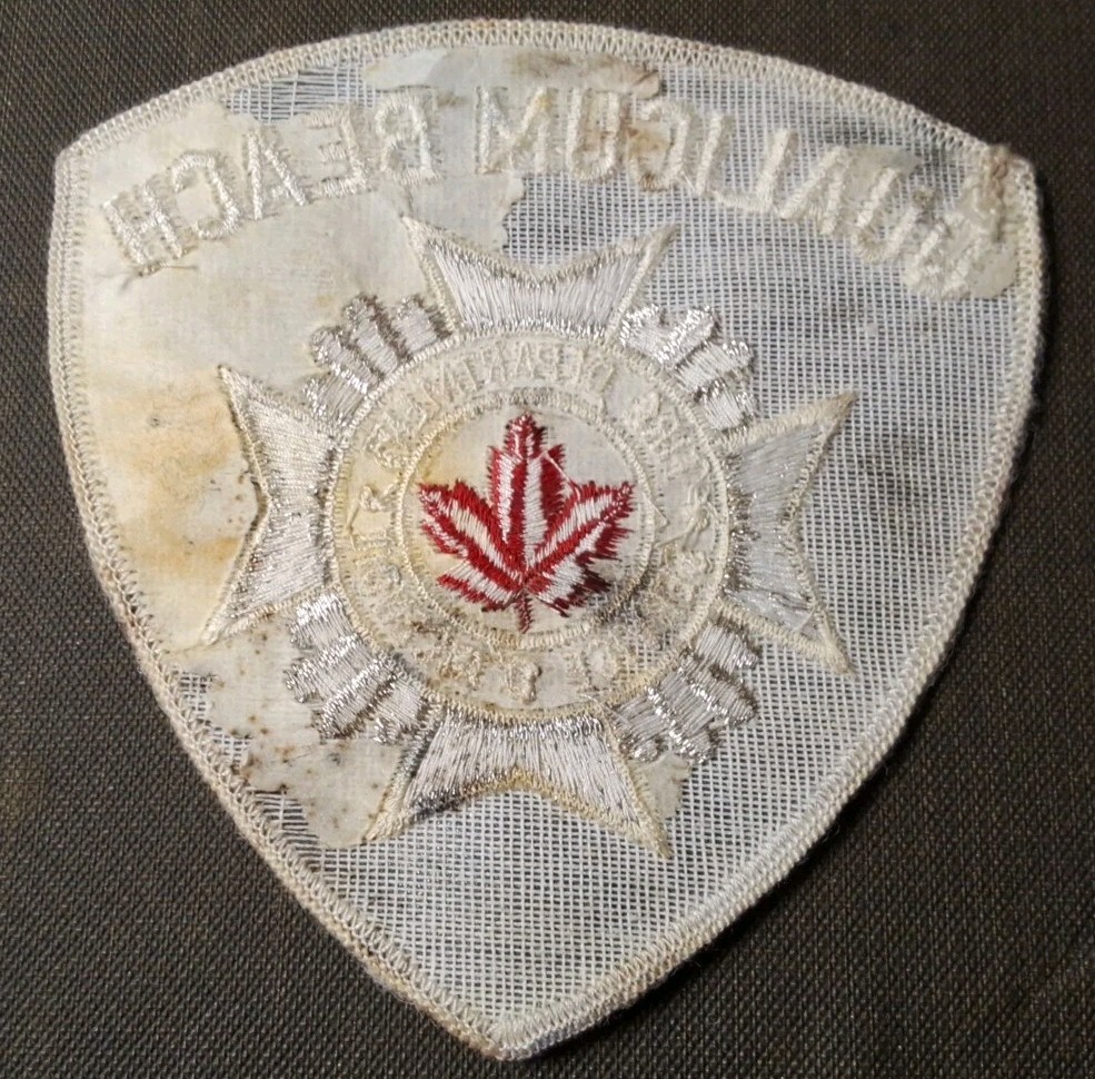 Qualicum Beach Fire Department Worn White Shoulder Patch