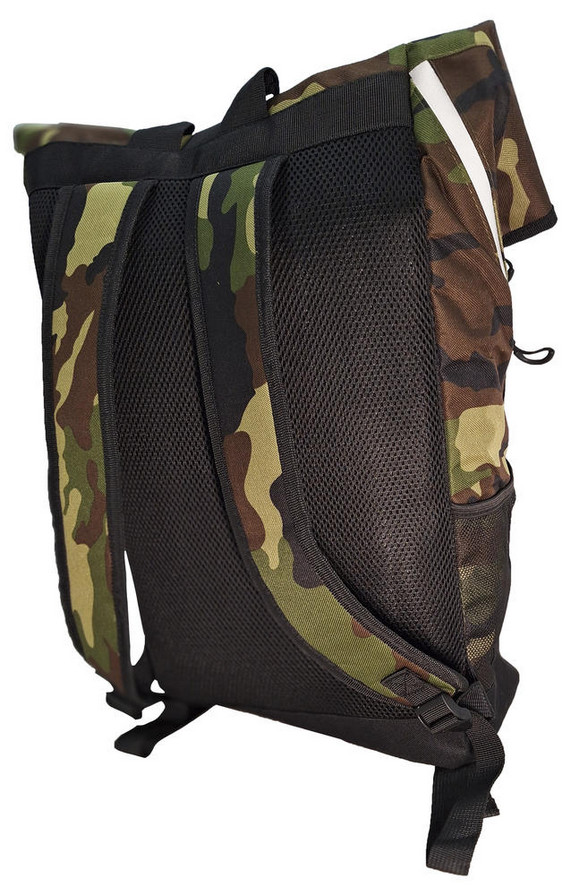 Large Fold Over Camo Backpack 20.5"x17" Front Zippered & 2 Mesh Side Pockets