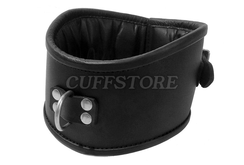 Adjustable Lockable Padded Leather Posture Collar with Padlock - CuffStore