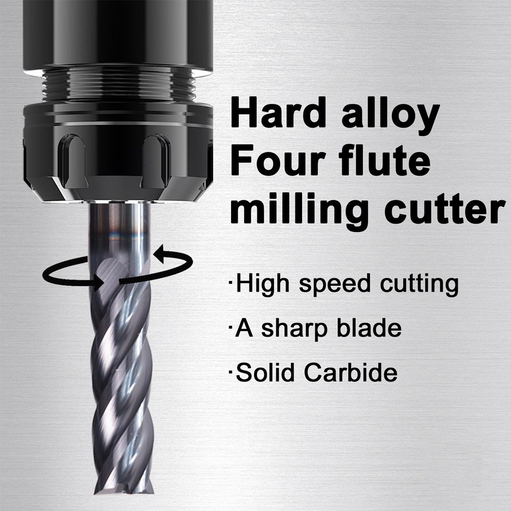 5pack 4 Flute Solid Carbide 3/16" x 5/8" x 2" Long End Mill - AlTiN Coated
