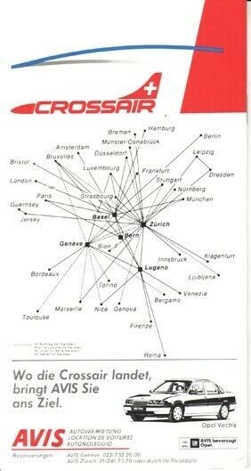 Crossair timetable 1991/03/31
