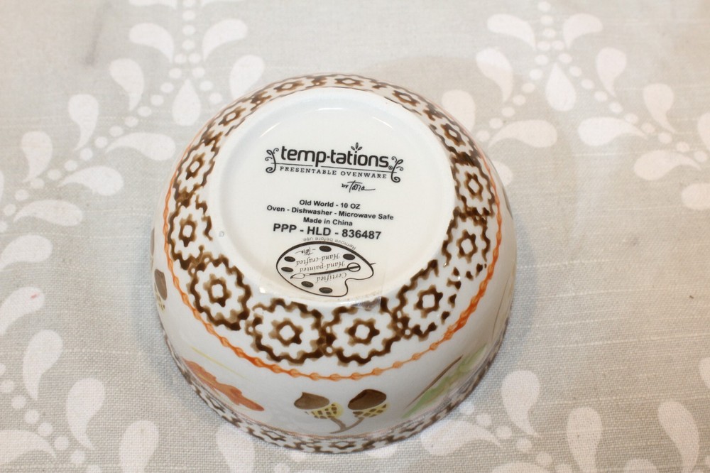 5 PC Temptations Old World Stacking Nesting Mixing Bowl Set - Fall/Autumn Acorns