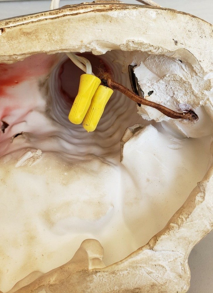 Vintage Chalk Chalkware Lighthouse Lamp Nautical UNTESTED