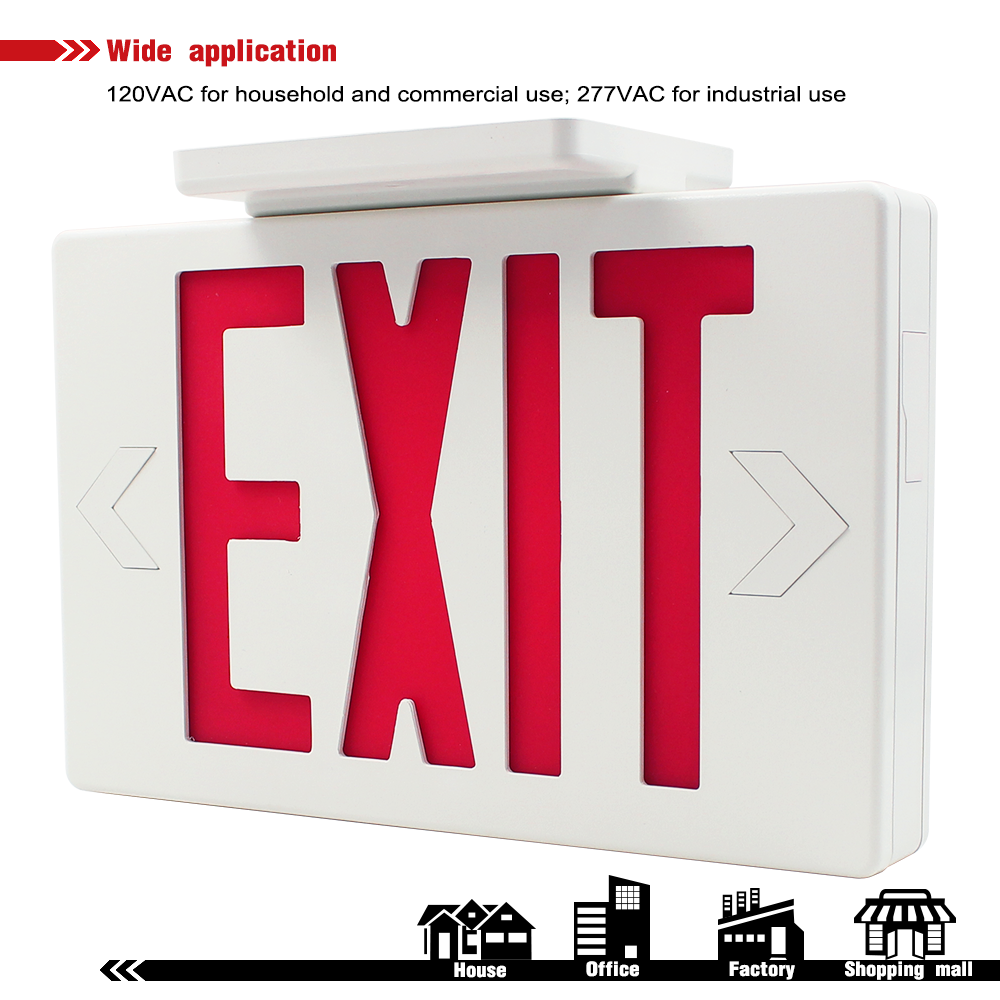 6-Pack Red LED Exit Sign, UL-Listed Emergency Light, AC 120V/277V