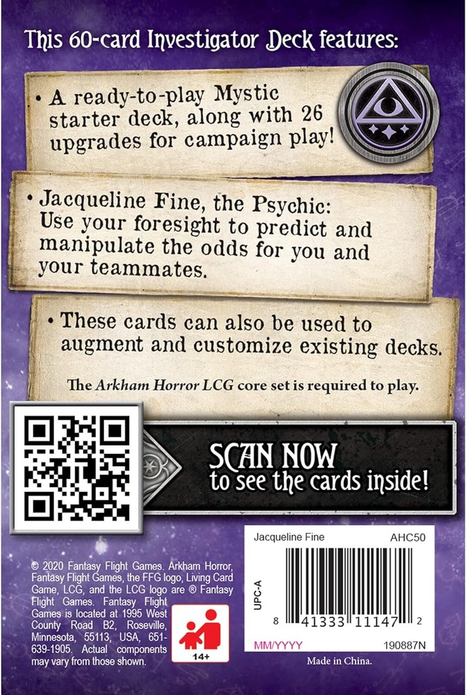 Arkham Horror LCG: Jacqueline Fine Investigator Starter Deck