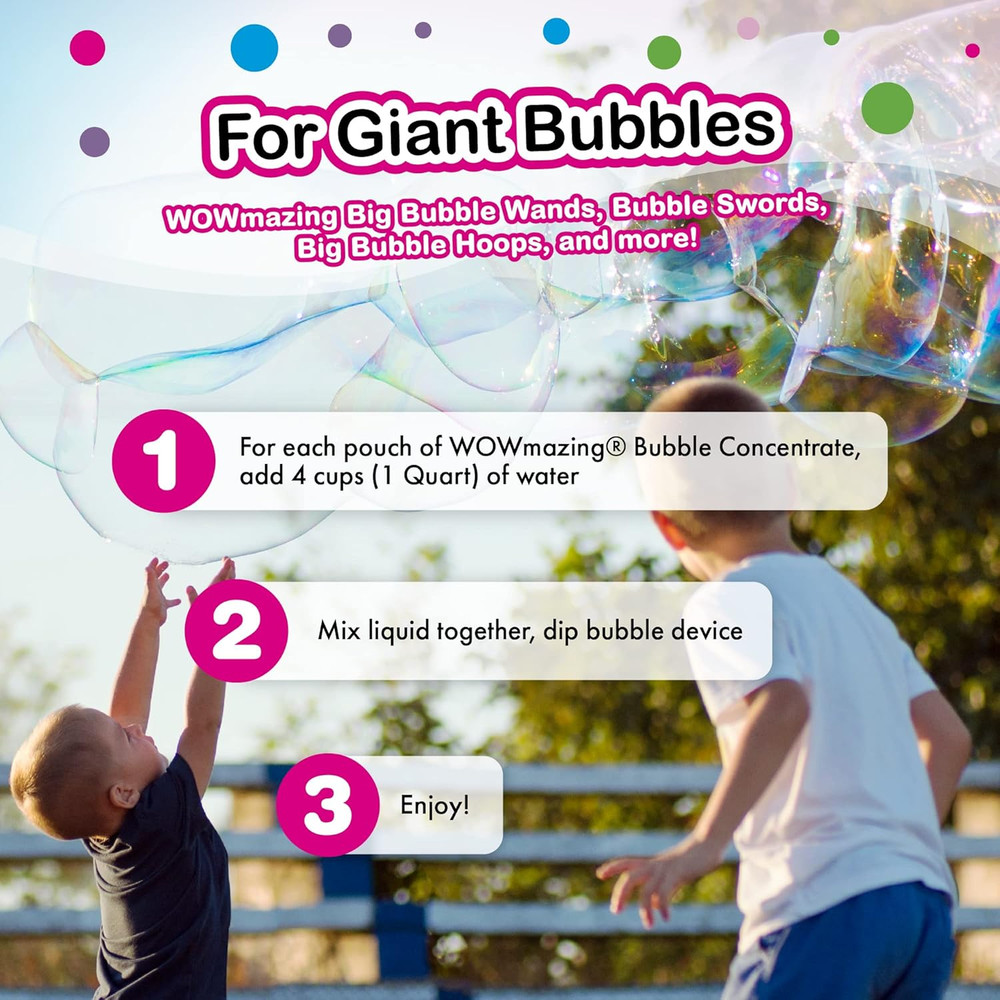 Big Bubbles Refill - Concentrated Giant Bubble Solution Makes 4 Gallons | 5 Pouc
