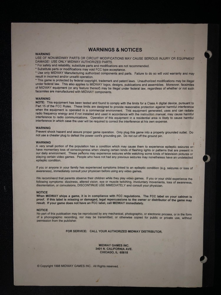 MIDWAY OFF ROAD CHALLENGE OPERATORS ORIGINAL MANUAL ARCADE