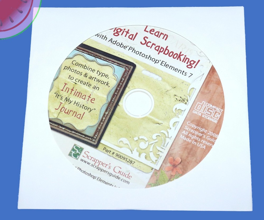 Adobe PHOTOSHOP ELEMENTS 7 w/ Key & Bonus Scrapbook Training Software PC Windows