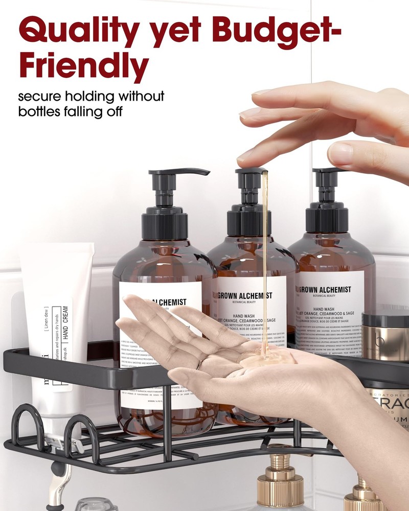 Sakugi Corner Shower Caddy - 2 Pack, Adhesive Medium, Black