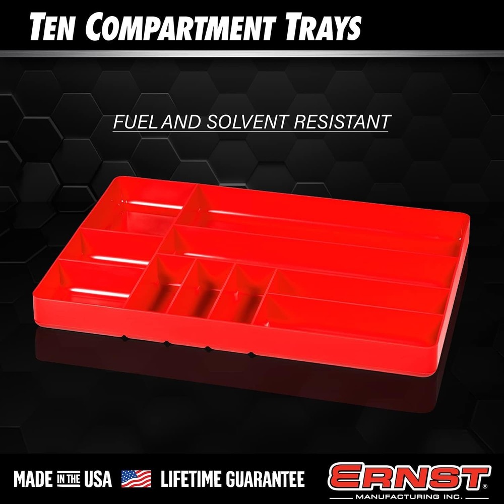 10-Compartment Red Drawer Organizer - Stackable Heavy-Duty Tool Storage