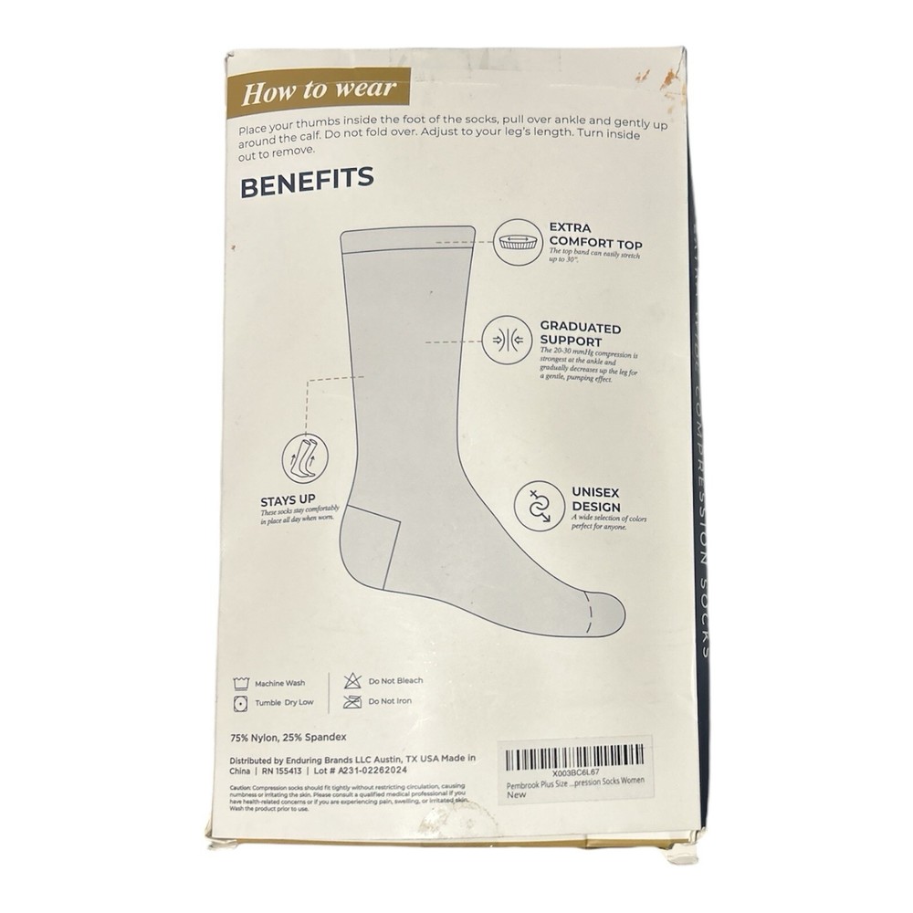 Pembrook Extra Wide Compression Socks – Black Support for Comfort & Circulation