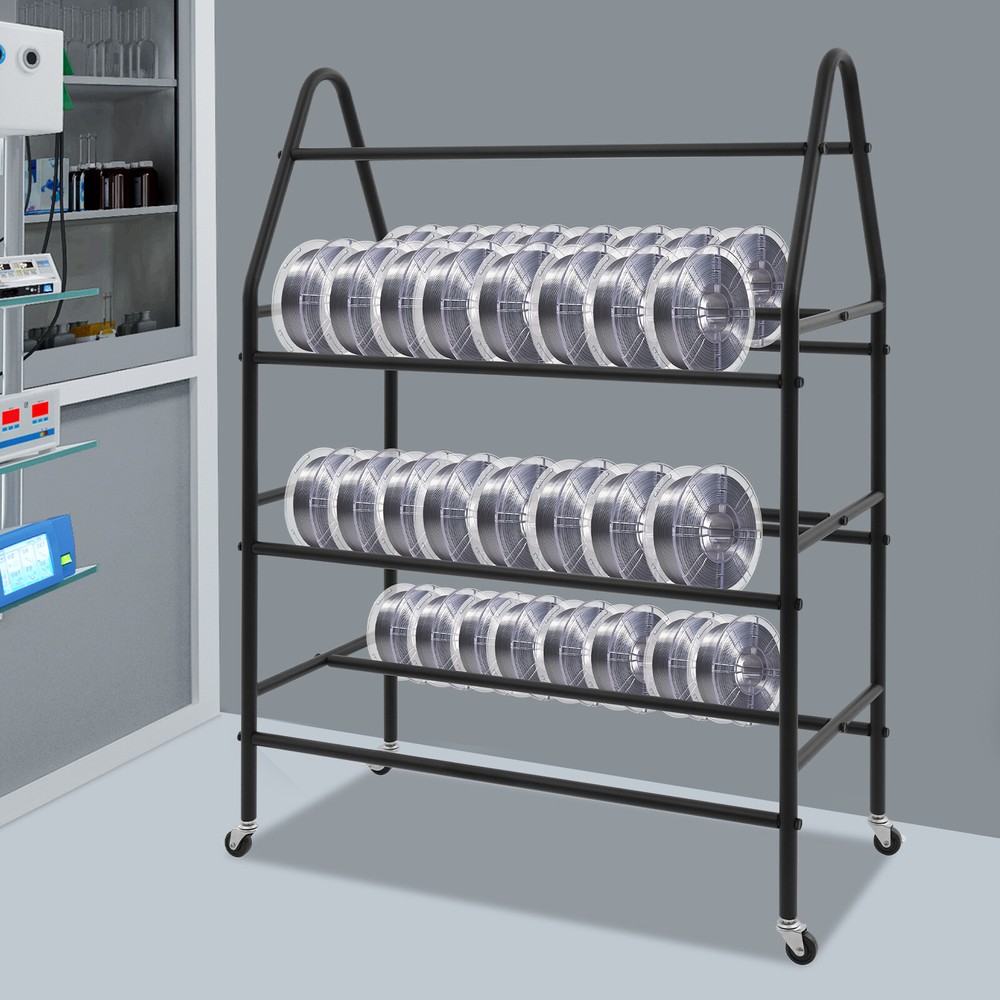 4 Tier Rolling Printer Filament Storage Rack, Filament Spool Holder with Wheels