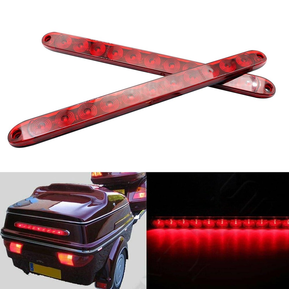 2PCS 16" Red Truck Trailer Light Bar 11 LED Stop Turn Tail Brake Lights Strip