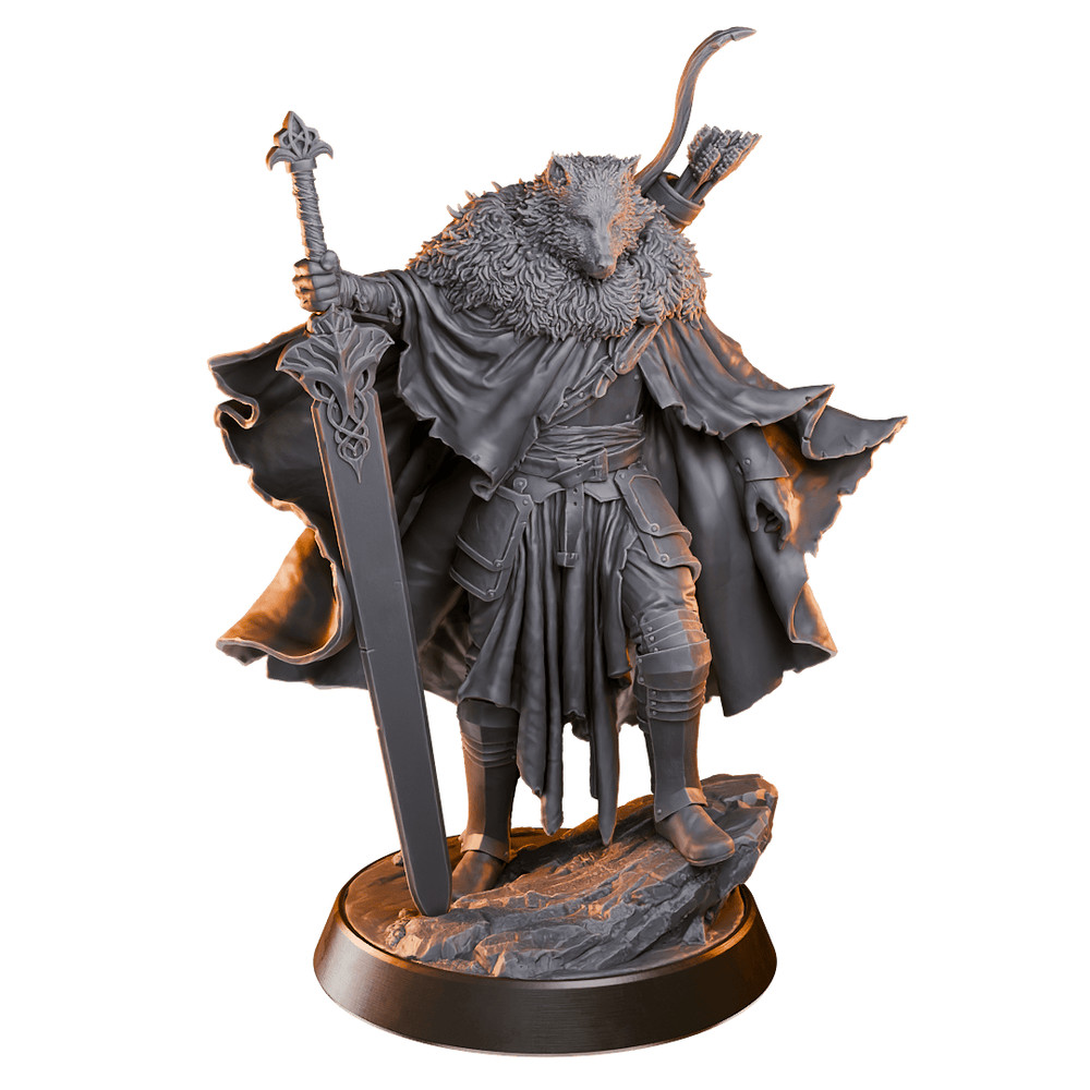 DnD Robb the Grey Shadow Wolfman Warrior Mini 32mm Scale