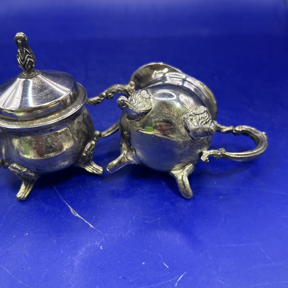 Vintage Silver Plated Footed Cream And Sugar Set