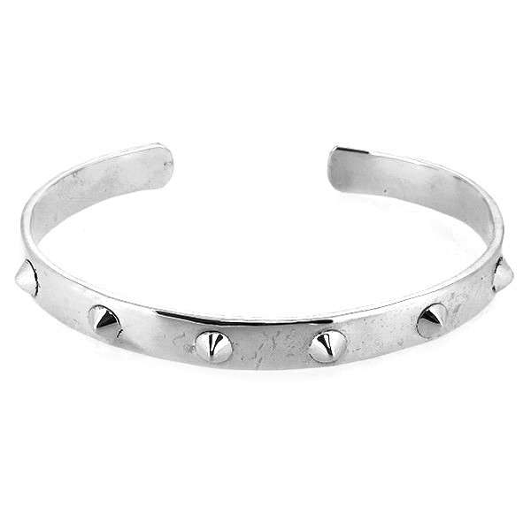 925 Silver Studded Spike Punk Bangle Bracelet (Unisex)