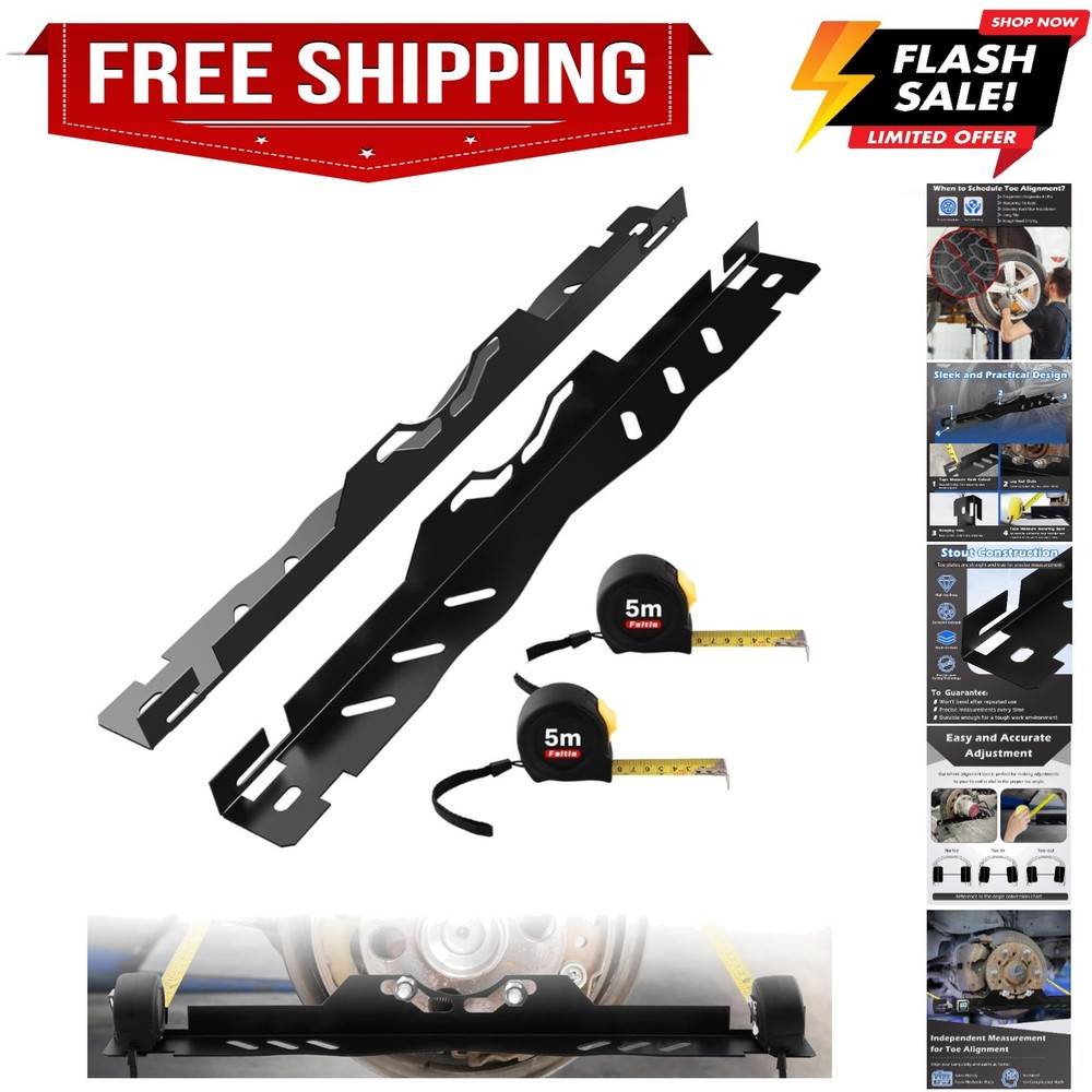 Wheel Alignment Tool Kit 2Pcs, Toe Alignment Tool Plates with Two 5m Heavy Du...