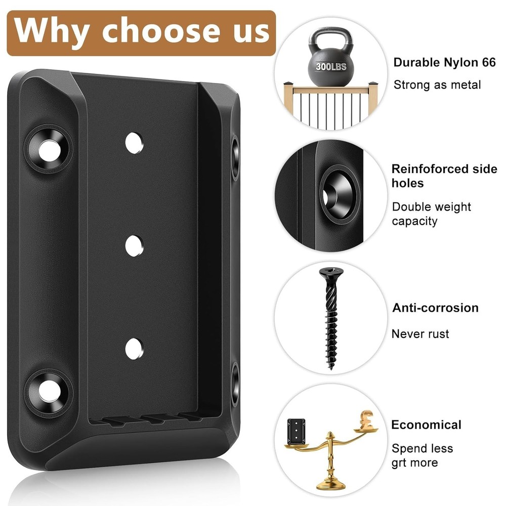 Durable Black Nylon 40pc Deck Railing Connectors for 2x4 Wood - Engineered An...
