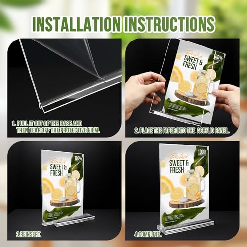 Acrylic Sign Holder 5x7, 25 Pack Clear Double Sided Table Menu Vertical