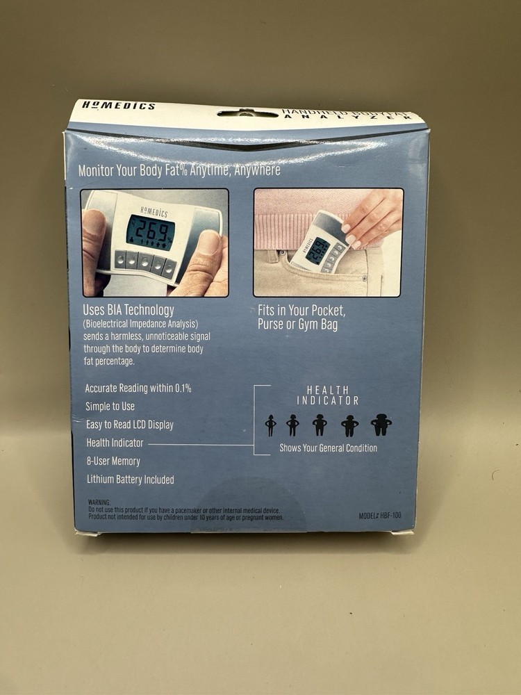Homedics Handheld BodyFat Analyzer Compact & Portable 8 user Memory