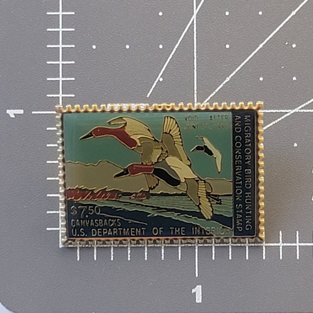 Canvasbacks Duck Stamp Migratory Bird Hunting Conservation Pin US Dept Interior