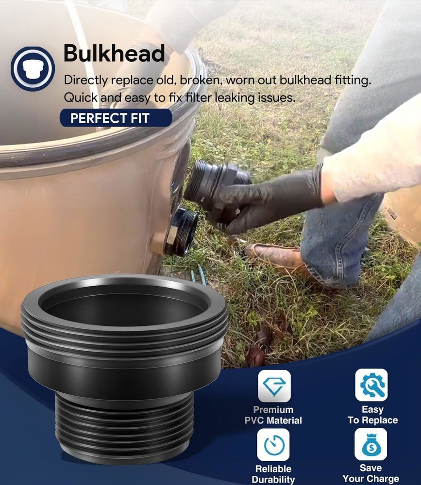 2-Inch Bulkhead Fitting 194801 Replace for Pool & Spa Filter, Clean & Clear Plus