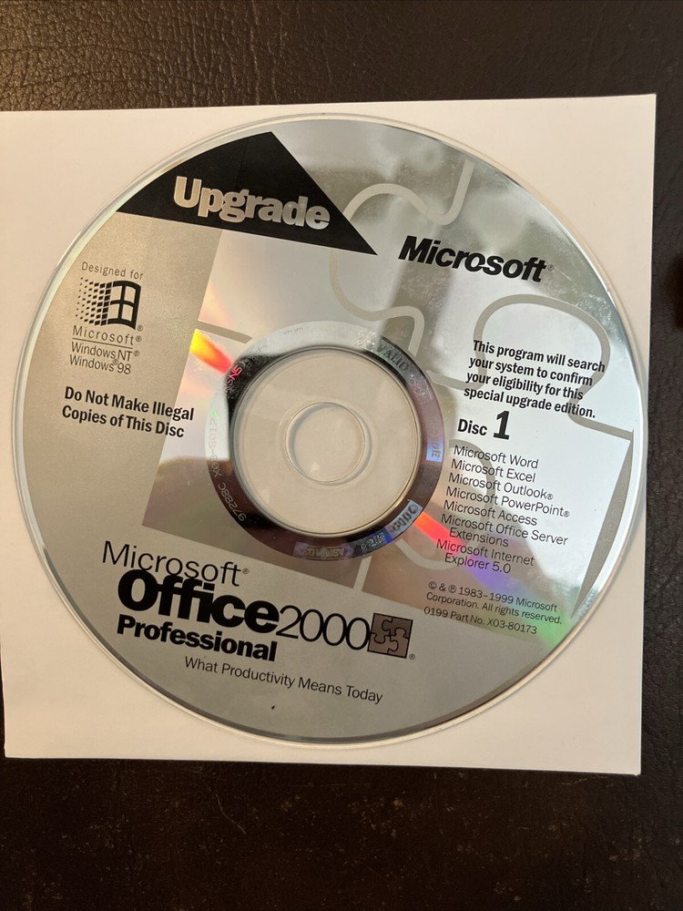 Microsoft Office 2000 Professional W/Key for Windows