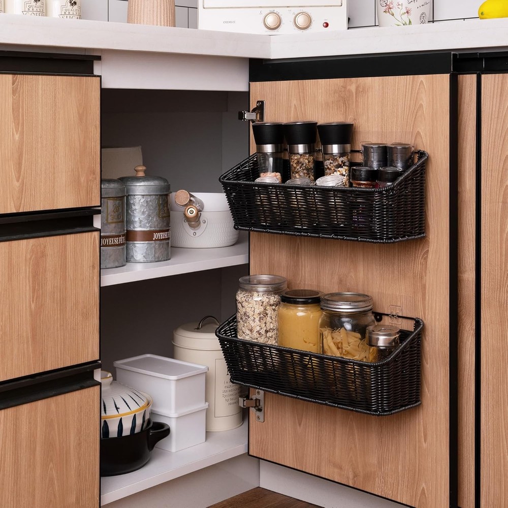 Wicker Hanging Basket 2 Pack Wall Basket Kitchen Fruit & Vegetable Storage